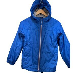 L.L. Bean Kids Windbreaker Winter Fleece Jacket Size 10 Blue Hooded Full Zip